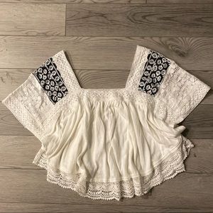 Free People White Peasant Top Small NWT